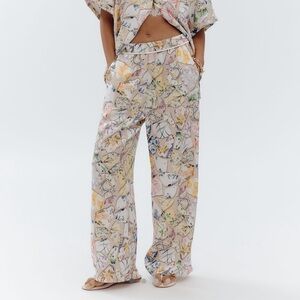 *Anthropologie Maeve The Brooklyn Printed Wide Leg Pull On Pants